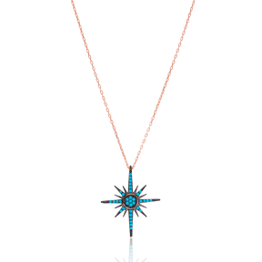 Turquoise Pole Star Necklace Wholesale 925 Silver Sterling Jewelry