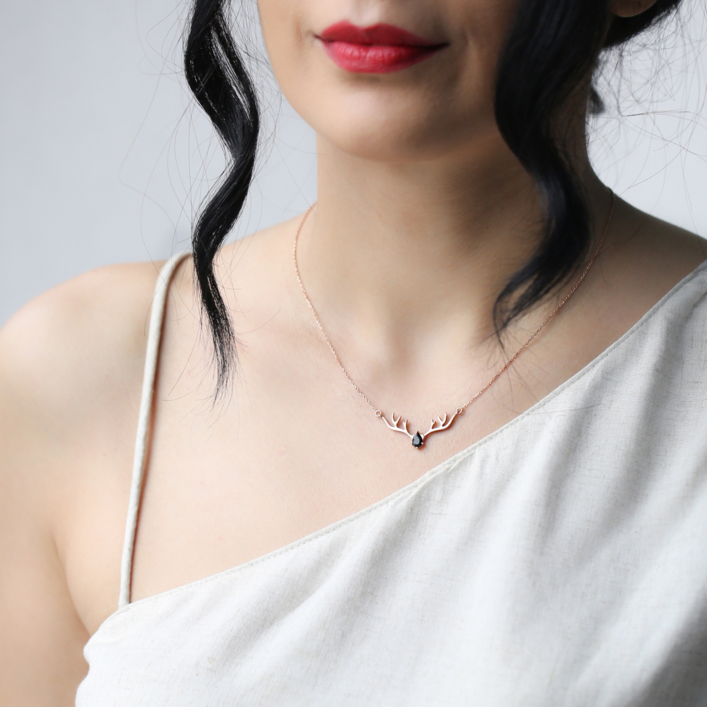 Buckhorn Charm Drop Stone Necklace Wholesale Handmade 925 Silver Sterling Jewelry