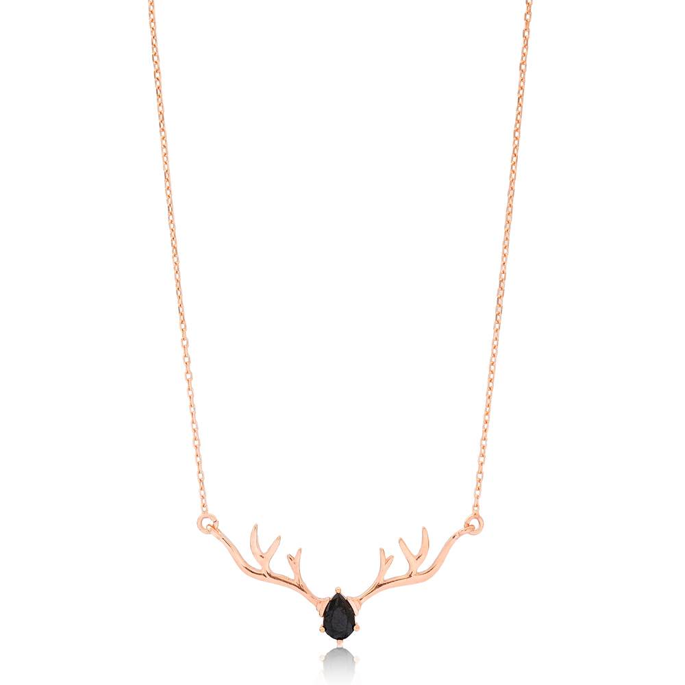 Buckhorn Charm Drop Stone Necklace Wholesale Handmade 925 Silver Sterling Jewelry