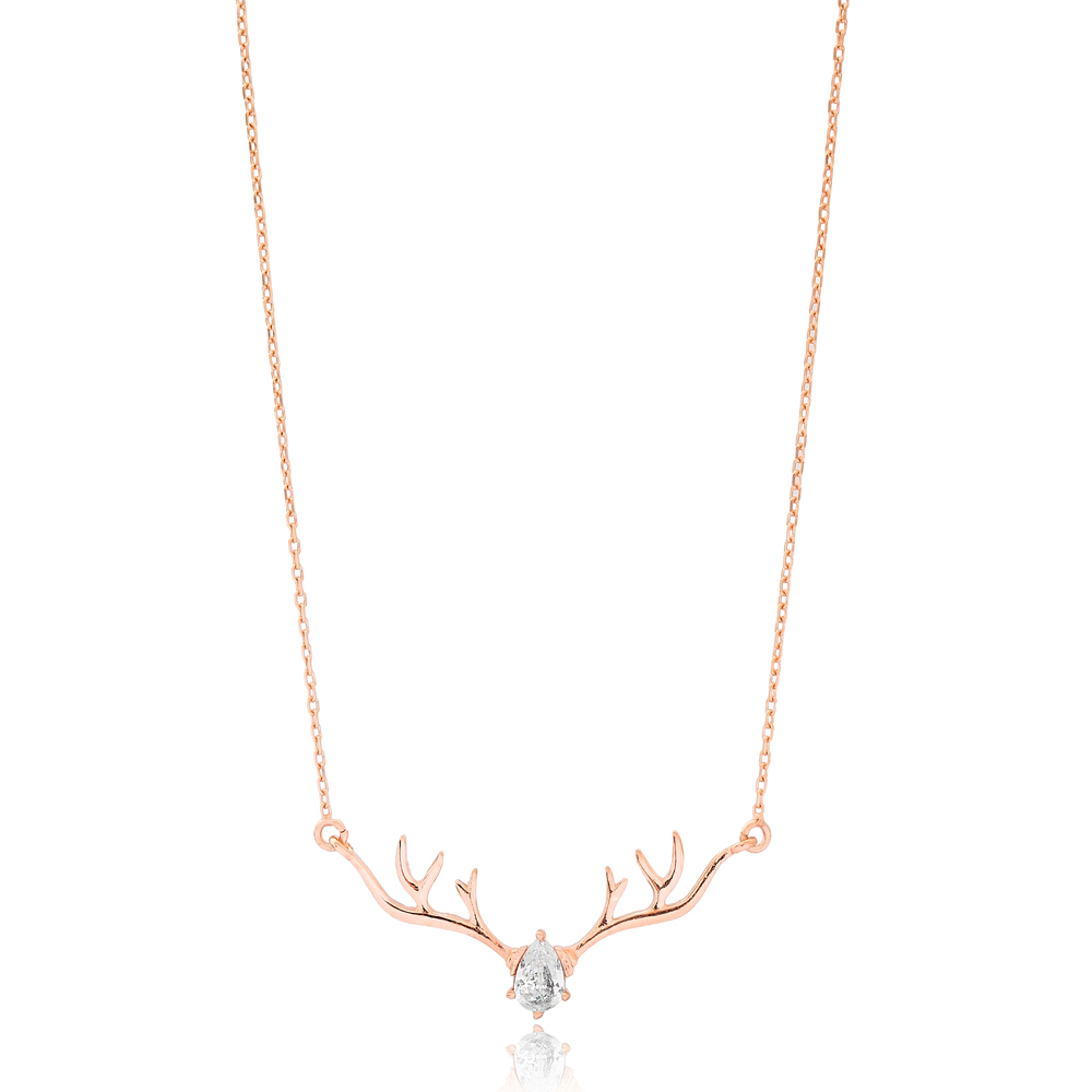 Buckhorn Charm Drop Stone Necklace Wholesale Handmade 925 Silver Sterling Jewelry