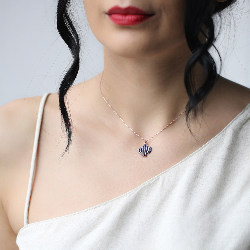 Amethyst Stone Cactus Charm Necklace Wholesale Handmade 925 Silver Sterling Jewelry