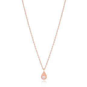 Simple Drop Shape Design Turkish Wholesale Handmade 925 Silver Sterling Necklace
