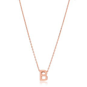 Alphabet B Letter Minimalist Design Necklace Turkish Wholesale Handmade 925 Sterling Silver Jewelry