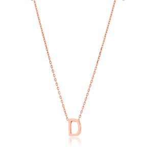 Alphabet D Letter Minimalist Design Necklace Turkish Wholesale Handmade 925 Sterling Silver Jewelry
