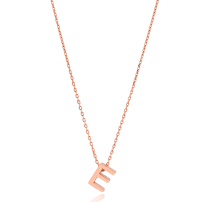Alphabet E Letter Minimalist Design Necklace Turkish Wholesale Handmade 925 Sterling Silver Jewelry