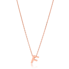 Alphabet F Letter Minimalist Design Necklace Turkish Wholesale Handmade 925 Sterling Silver Jewelry