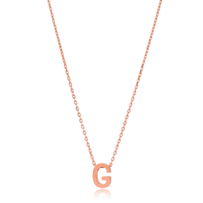 Alphabet G Letter Minimalist Design Necklace Turkish Wholesale Handmade 925 Sterling Silver Jewelry