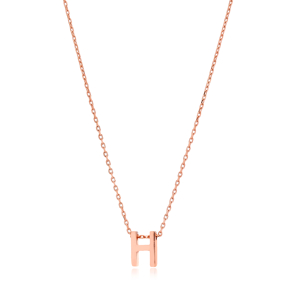 Alphabet H Letter Minimalist Design Necklace Turkish Wholesale Handmade 925 Sterling Silver Jewelry