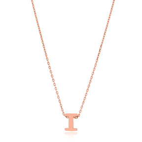 Alphabet I Letter Minimalist Design Necklace Turkish Wholesale Handmade 925 Sterling Silver Jewelry