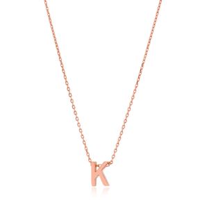 Alphabet K Letter Minimalist Design Necklace Turkish Wholesale Handmade 925 Sterling Silver Jewelry