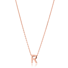 Alphabet R Letter Minimalist Design Necklace Turkish Wholesale Handmade 925 Sterling Silver Jewelry