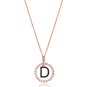 Alphabet D Letter Swinging Design Necklace Turkish Wholesale Handmade 925 Sterling Silver Jewelry