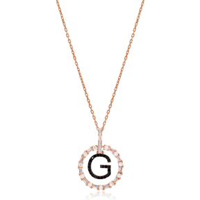 Alphabet G Letter Swinging Design Necklace Turkish Wholesale Handmade 925 Sterling Silver Jewelry