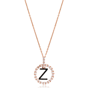 Alphabet Z Letter Swinging Design Necklace Turkish Wholesale Handmade 925 Sterling Silver Jewelry