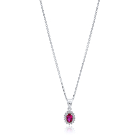 Ruby Stone Dainty Design Fashion Necklace Wholesale Handmade 925 Sterling Silver Pendant