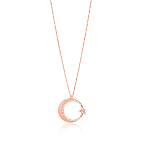 Moon And Star Design Pendant Wholesale Sterling Silver Jewelry