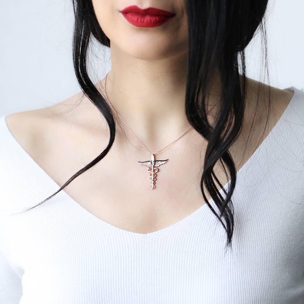 Medical Symbol Caduceus Design Pendant Wholesale 925 Sterling Silver Jewelry