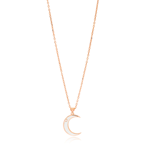 Moon Crest Design Enamel Pendant Wholesale 925 Sterling Silver Jewelry
