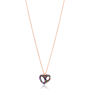 Mix Stone Heart Design Pendant Wholesale Handmade 925 Sterling Silver Jewelry