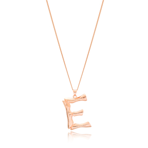 Alphabet E Letter Design Pendant Turkish Wholesale Handmade 925 Sterling Silver Jewelry