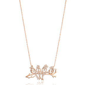 Birds And Love Charm Wholesale Handmade Turkish 925 Silver Sterling Necklace
