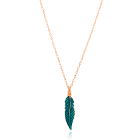 Minimalist Enamel Leaf Design Pendant Turkish Wholesale Sterling Silver Jewelry Pendant