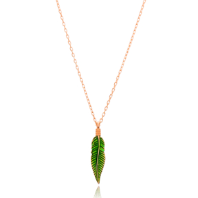 Minimalist Enamel Leaf Design Pendant Turkish Wholesale Sterling Silver Jewelry Pendant
