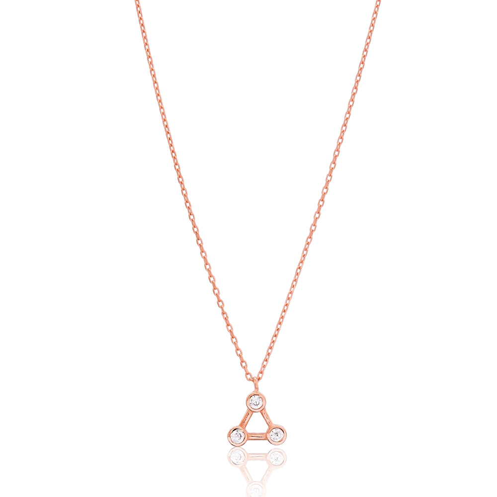 Three Zircon Silver Minimal Design Pendant Wholesale 925 Sterling Silver Jewelry