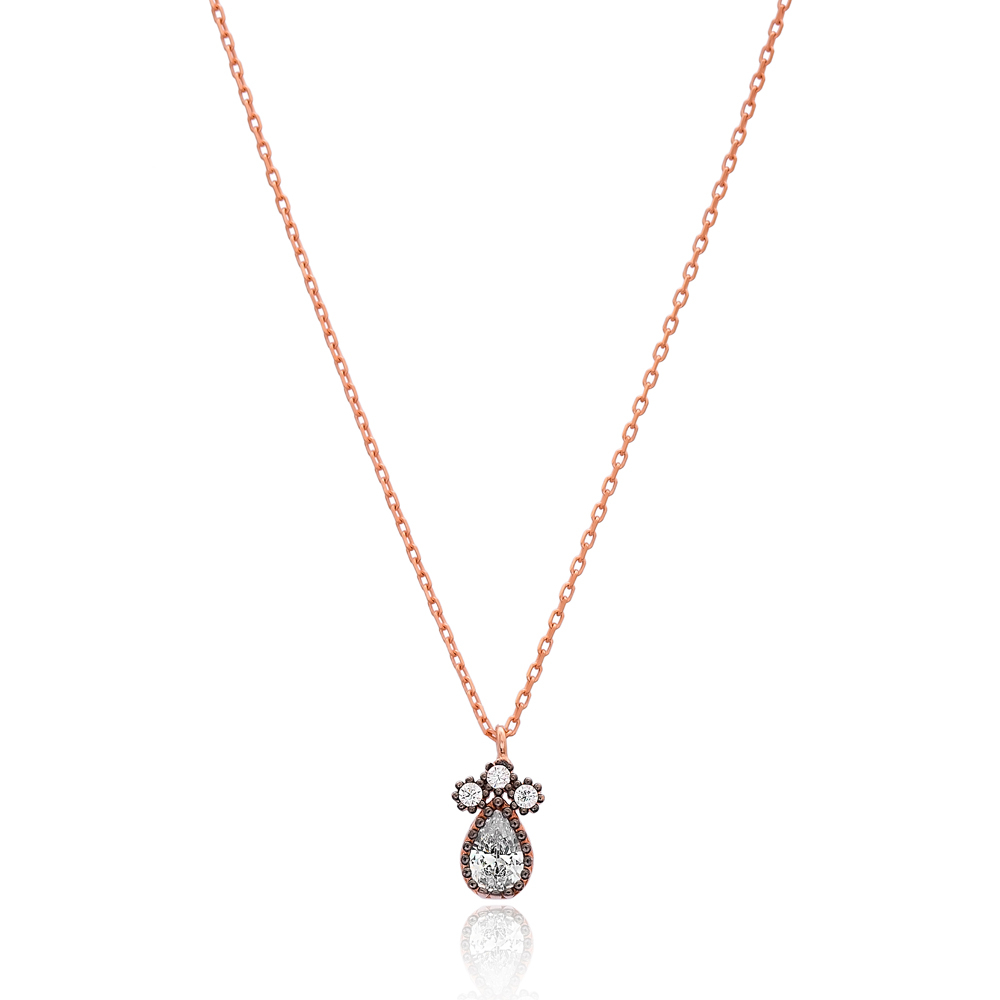 Tiny Zircon Teardrop Pendant Wholesale 925 Sterling Silver Jewelry
