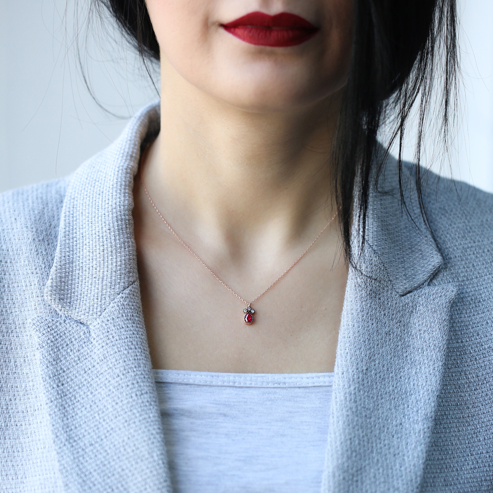 Ruby Stone Tiny Teardrop Pendant Wholesale 925 Sterling Silver Jewelry