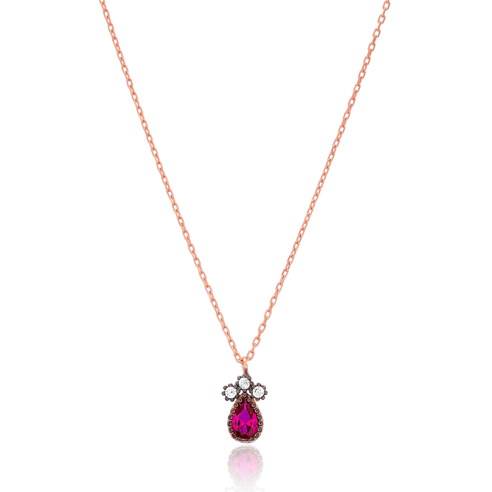 Ruby Tiny Teardrop Pendant Wholesale 925 Sterling Silver Jewelry