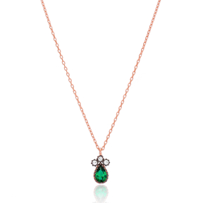 Emerald Stone Tiny Teardrop Pendant Wholesale 925 Sterling Silver Jewelry