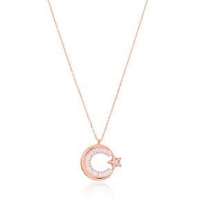 Crescent Moon And Star Design Wholesale Handcrafted 925 Silver Sterling Pendant