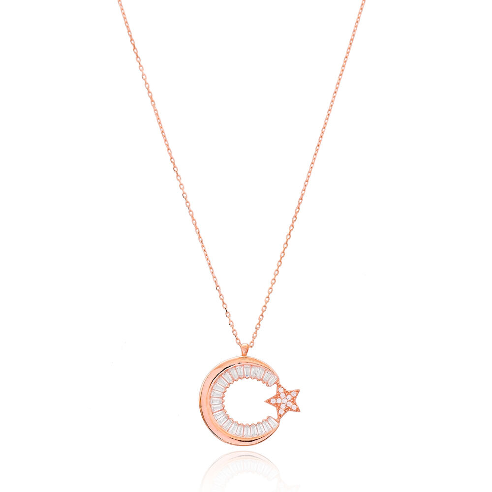 Crescent Moon And Star Design Wholesale Handcrafted Silver Sterling Pendant