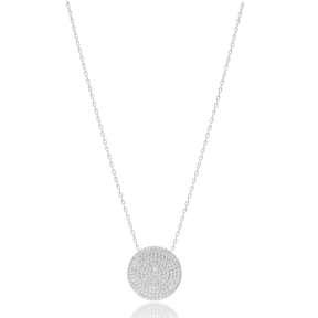 Round Turkish Wholesale Sterling Silver Zircon Pendant
