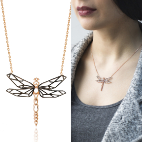 Origami Dragonfly Minimalist Design Sterling Silver Pendant