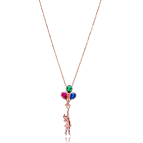 Kids with Balloon Design Pendant In Turkish Wholesale 925 Sterling Silver