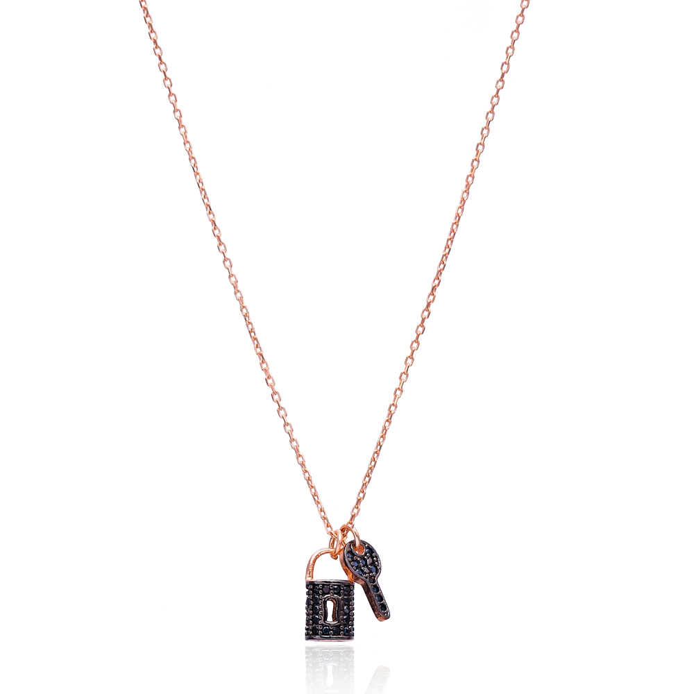 Key and Lock Design Pendant, Wholesale Handmade Turkish Sterling Silver Pendant