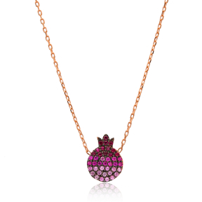 Minimalist Pomegranate Gradient Zircon Design Pendant Turkish Wholesale Sterling Silver Jewelry Pendant