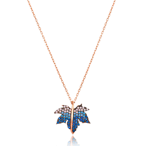 Minimalist Leaf Gradient Zircon Design Pendant Turkish Wholesale Sterling Silver Jewelry Pendant