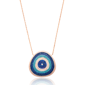 Evil Eye Convex Pendant Turkish Wholesale Sterling Silver Jewelry