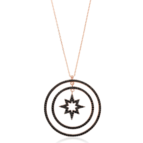 Pole Star With Open Circle Pendant In Turkish Wholesale 925 Sterling Silver