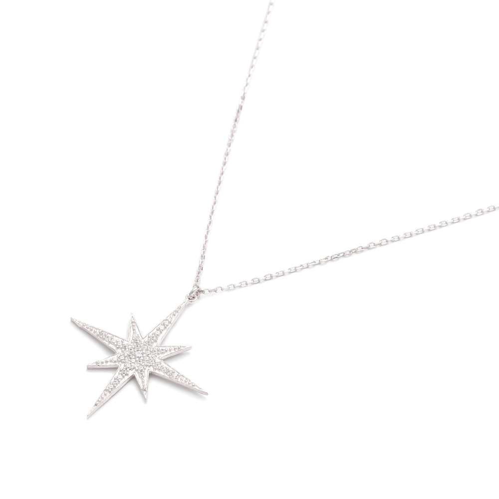 Turkish Wholesale Handcrafted Silver Zirconia North Star Pendant