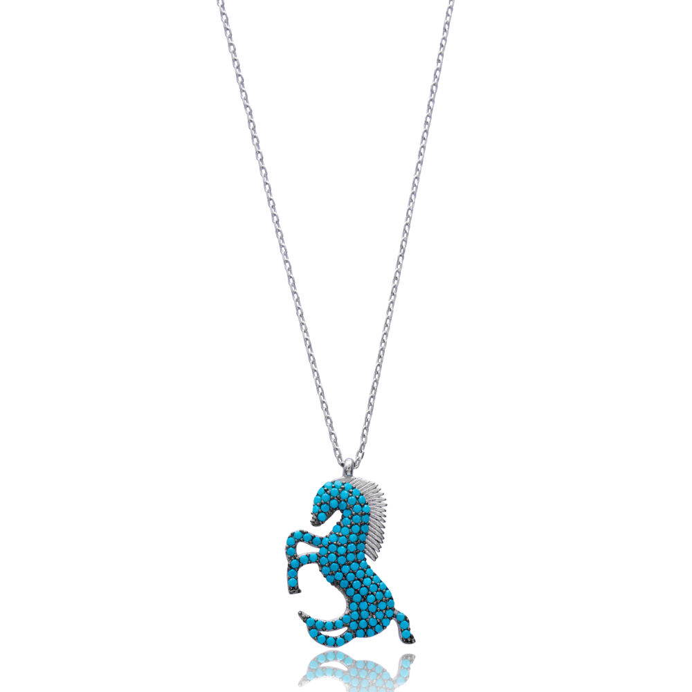 Turquoise Horse Pendant In Turkish Wholesale 925 Sterling Silver