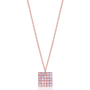 Minimal Square Pendant In Turkish Wholesale 925 Sterling Silver
