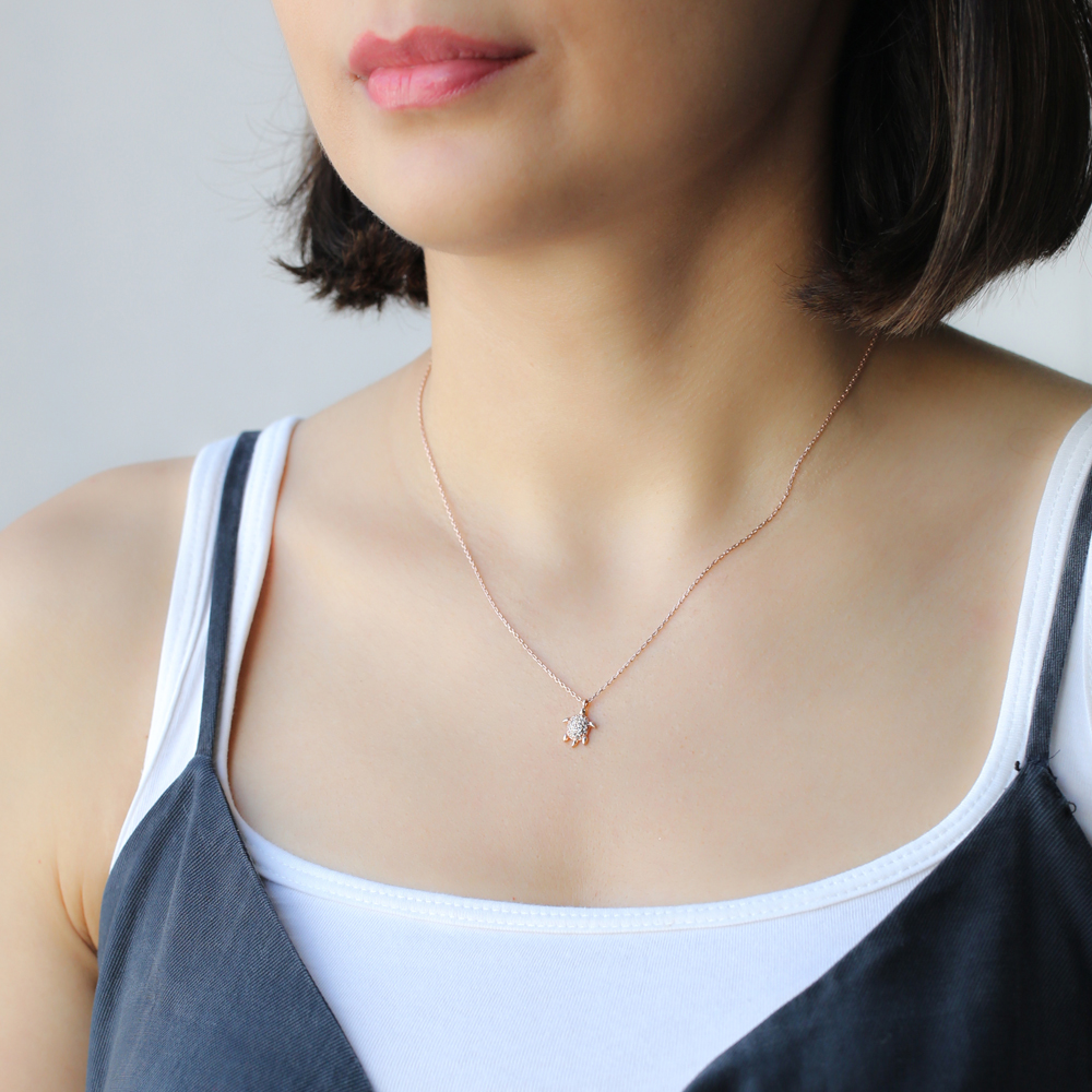 Minimalist Turtle Charm Necklace Pendant Turkish Wholesale 925 Sterling Silver Jewelry