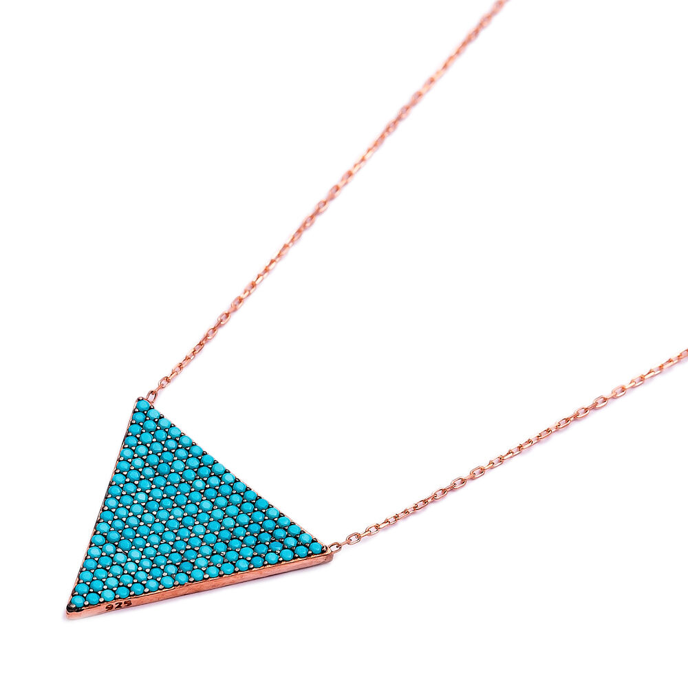 Nano Turquoise Triangle Shape Turkish Wholesale Silver Pendant