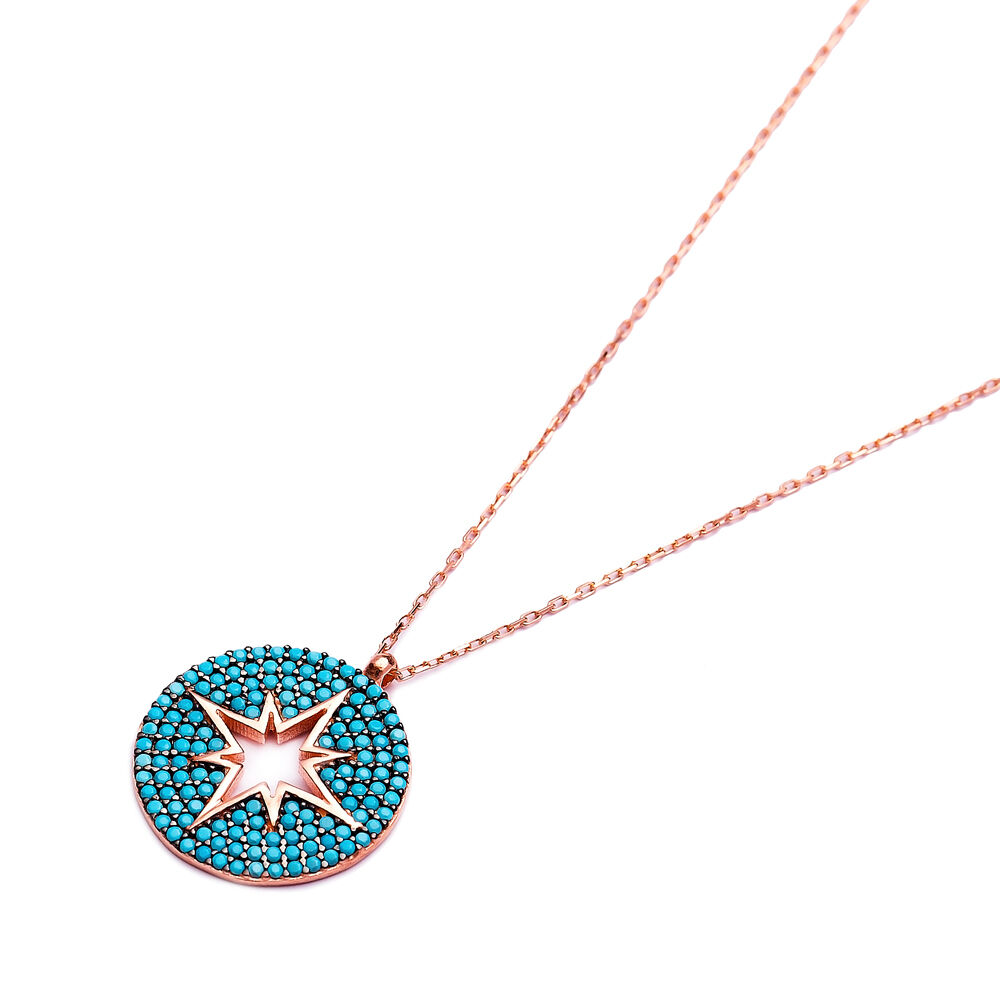 Nano Turquoise North Star Design Turkish Wholesale Silver Pendant