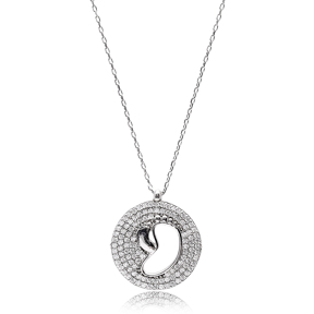 Baby And Mother Foot Pendant Turkish Wholesale Sterling Silver