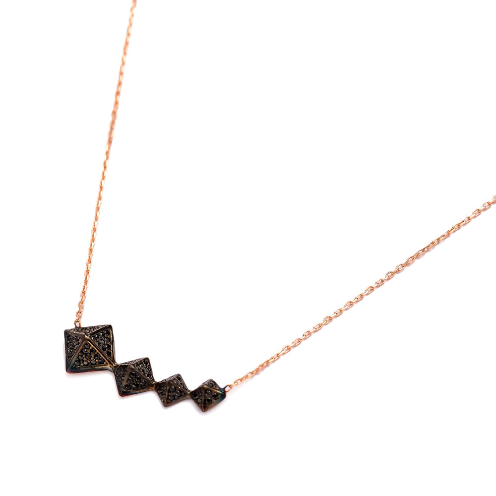 Minimal Square Shape Design Necklace Turkish Handmade Wholesale 925 Sterling Silver Jewelry
